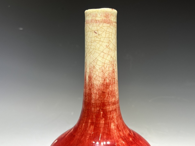 古玩陶瓷晚清·郎窯紅釉天球瓶真品鑒賞圖