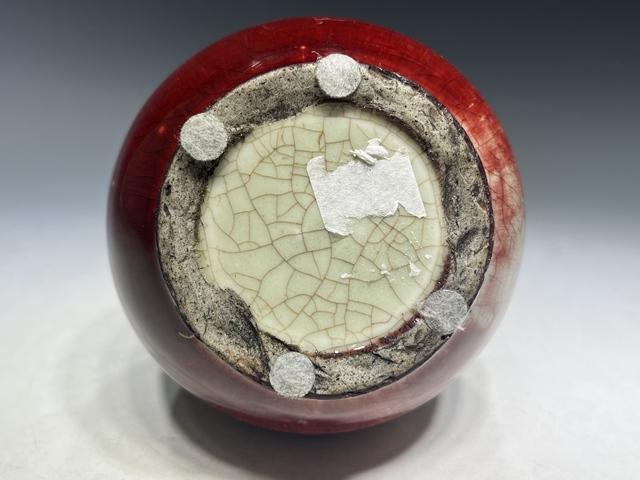 古玩陶瓷晚清·郎窯紅釉天球瓶真品鑒賞圖