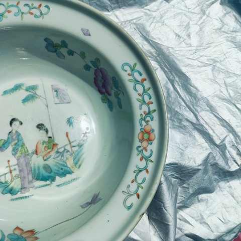 古玩陶瓷仕女紋粉彩凈手盆拍賣,當前價格2200元