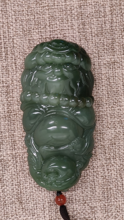 古玩玉器碧玉佛公雕件真品鑒賞圖