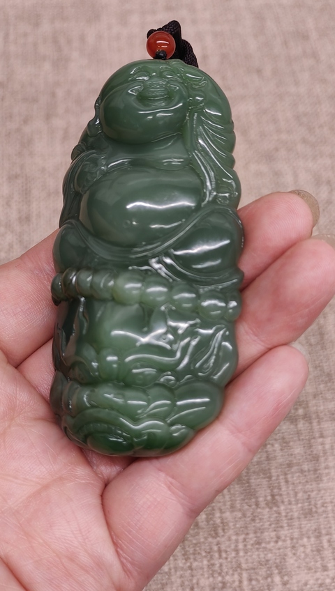 古玩玉器碧玉佛公雕件真品鑒賞圖