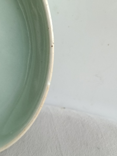 古玩陶瓷豆青釉盤拍賣,當前價格320元