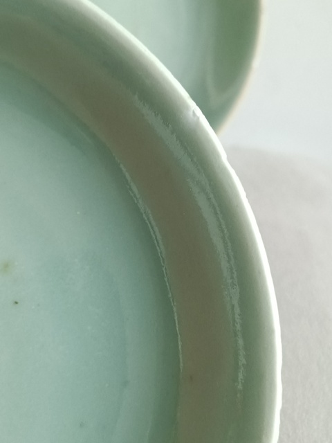 古玩陶瓷豆青釉盤拍賣,當前價格320元