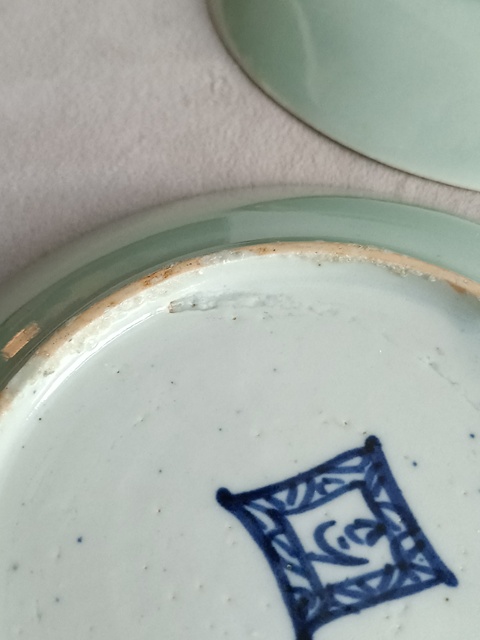 古玩陶瓷豆青釉盤拍賣,當前價格320元