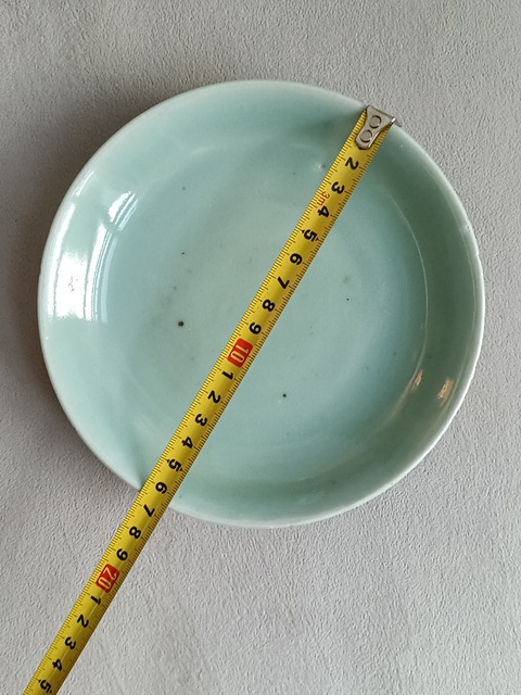 古玩陶瓷豆青釉盤拍賣,當前價格320元