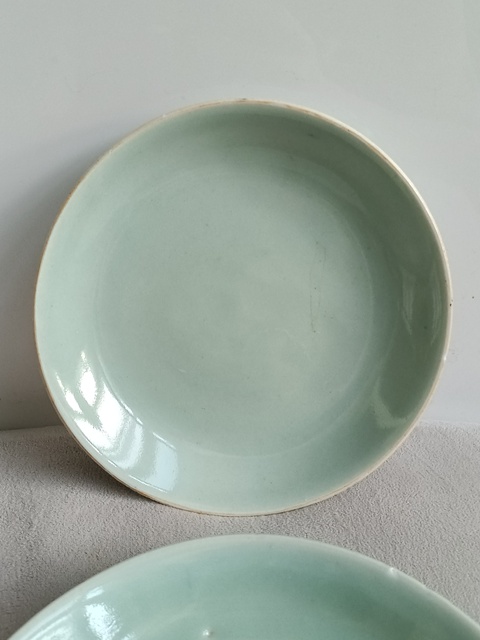 古玩陶瓷豆青釉盤拍賣,當前價格320元