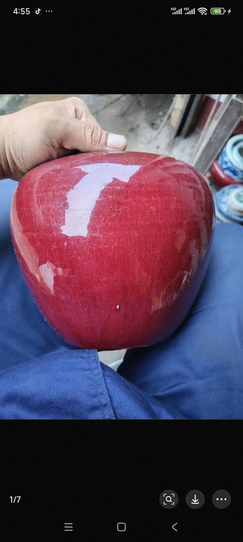 古玩陶瓷紅釉罐真品鑒賞圖