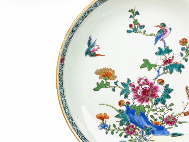 古玩陶瓷清雍乾·粉彩花鳥盤真品鑒賞圖