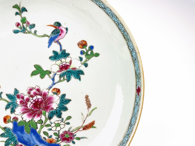 古玩陶瓷清雍乾·粉彩花鳥盤真品鑒賞圖