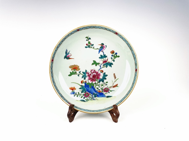 古玩陶瓷清雍乾·粉彩花鳥盤真品鑒賞圖
