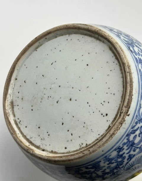 古玩陶瓷青花淡描纏枝花卉紋粥罐拍賣，當前價格788元