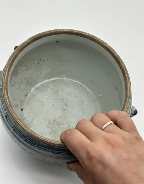 古玩陶瓷青花淡描纏枝花卉紋粥罐拍賣，當前價格788元