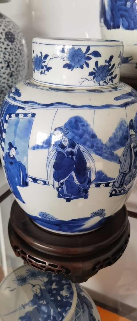 古玩陶瓷青花郭子儀拜壽圖粥罐，疑似復窯真品鑒賞圖