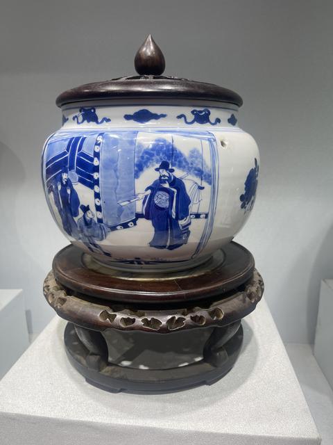 古玩陶瓷青花郭子儀拜壽圖粥罐，疑似復窯真品鑒賞圖