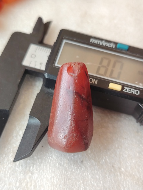古玩玉器天然紅瑪瑙多棱珠吊墜拍賣,當前價格66元