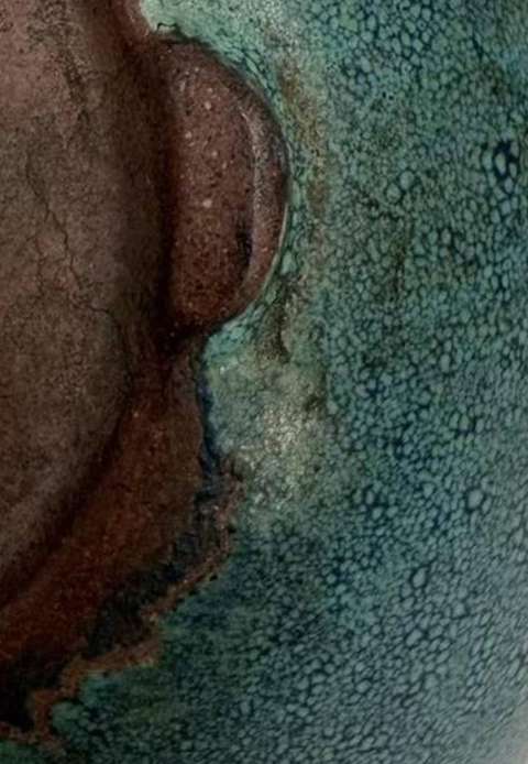 古玩陶瓷宜鈞壽桃型水滴真品鑒賞圖