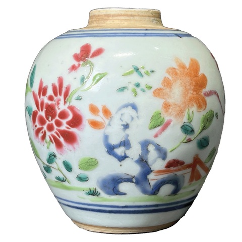 古玩陶瓷粉彩花卉紋罐真品鑒賞圖
