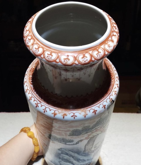 古玩陶瓷民國粉彩富貴壽考圖洗口瓶拍賣,當前價格5600元