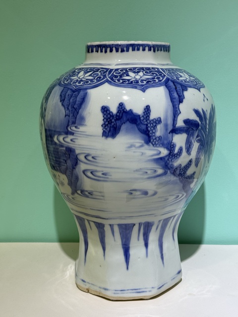 古玩陶瓷青花人物故事八方罐真品鑒賞圖