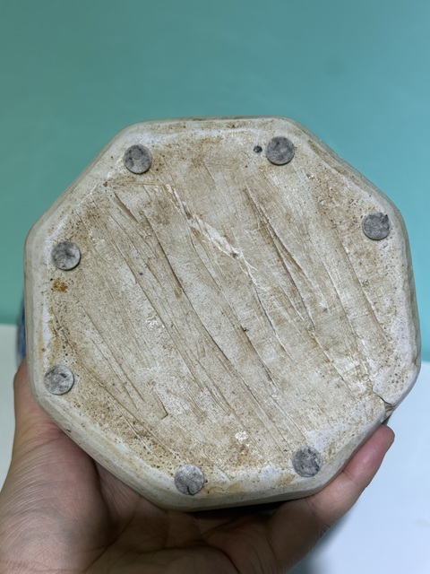古玩陶瓷青花人物故事八方罐真品鑒賞圖