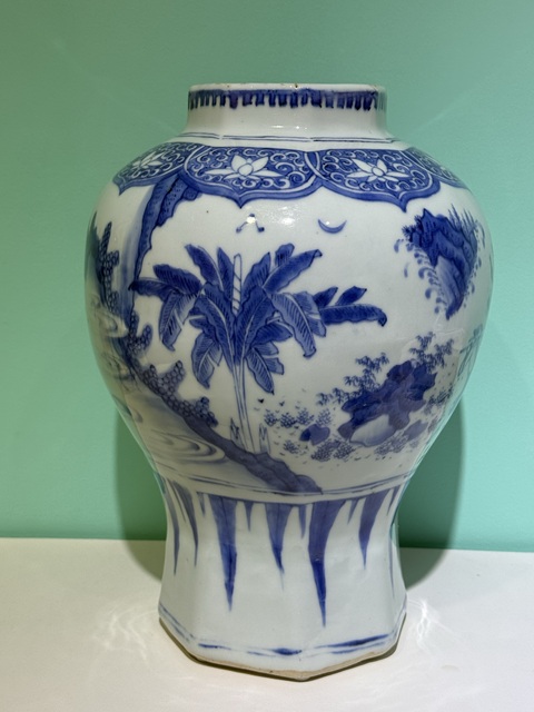 古玩陶瓷青花人物故事八方罐真品鑒賞圖