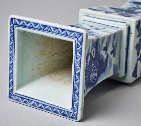 古玩陶瓷粉彩風(fēng)景紋花觚真品鑒賞圖
