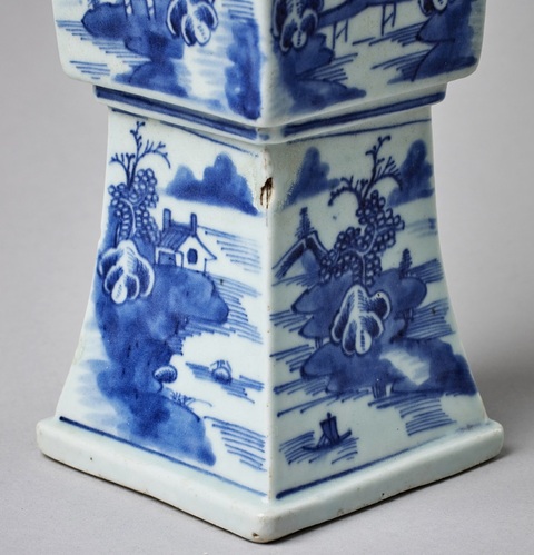 古玩陶瓷粉彩風(fēng)景紋花觚真品鑒賞圖