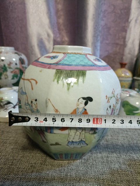 古玩陶瓷粉彩人物故事紋八方罐拍賣,當前價格8888元