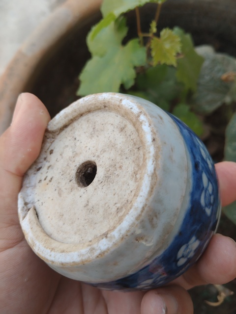 古玩陶瓷青花冰梅紋燭臺真品鑒賞圖