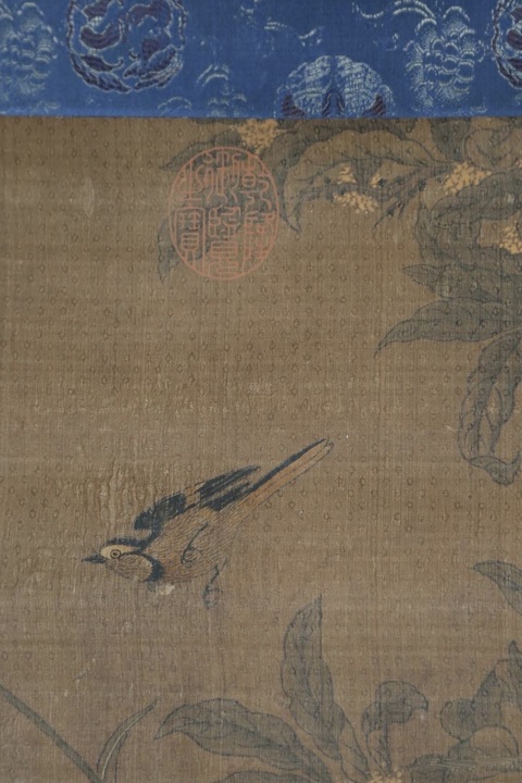 古玩字畫呂紀款工筆花鳥立軸真品鑒賞圖
