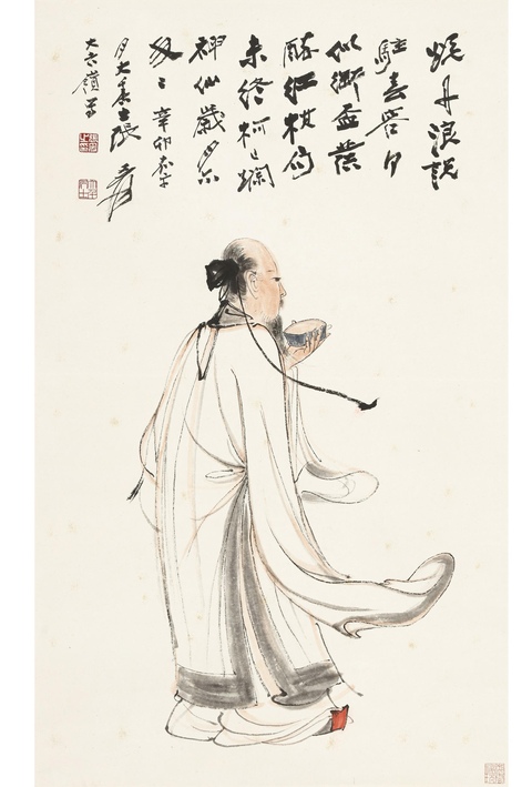 古玩字畫張大千款高士圖立軸真品鑒賞圖