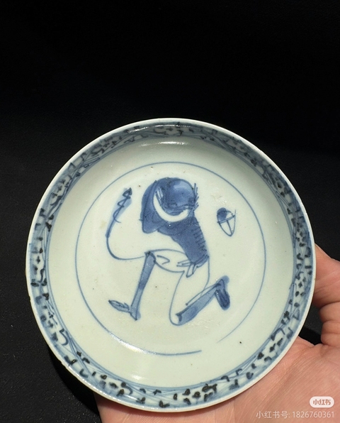 古玩陶瓷青花人物故事盤真品鑒賞圖
