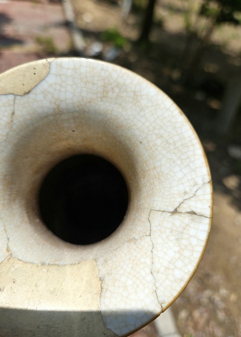 古玩陶瓷哥釉地鐵銹釉龍紋觀音瓶真品鑒賞圖