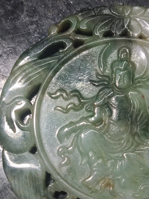 古玩玉器翡翠雕“觀音牌”拍賣,當前價格588元