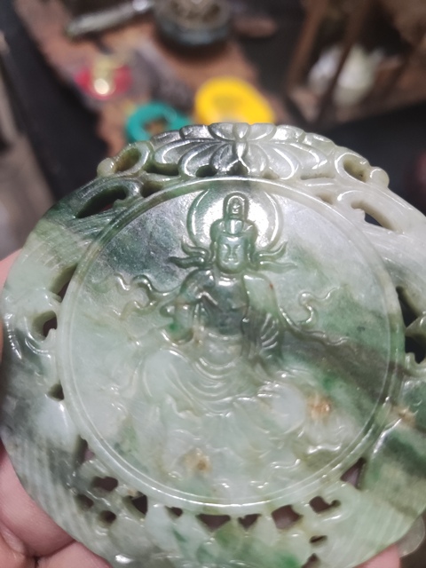 古玩玉器翡翠雕“觀音牌”拍賣,當前價格588元
