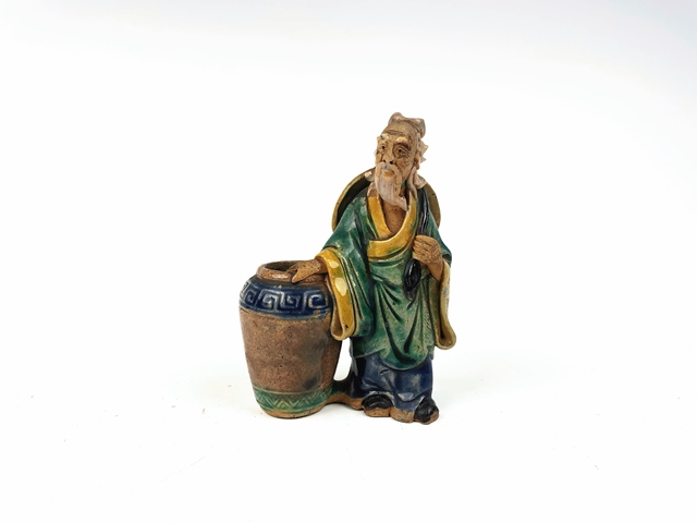 古玩陶瓷民國至創匯三彩太白醉酒造像真品鑒賞圖