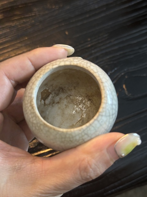 古玩陶瓷明末清初哥釉水盂真品鑒賞圖