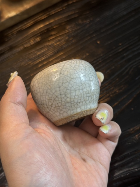 古玩陶瓷明末清初哥釉水盂真品鑒賞圖