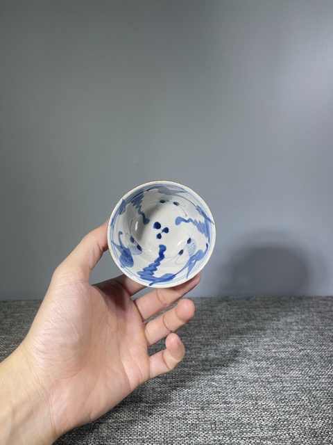 古玩陶瓷清晚期.外紫金釉內青花金玉滿堂杯拍賣，當前價格0元