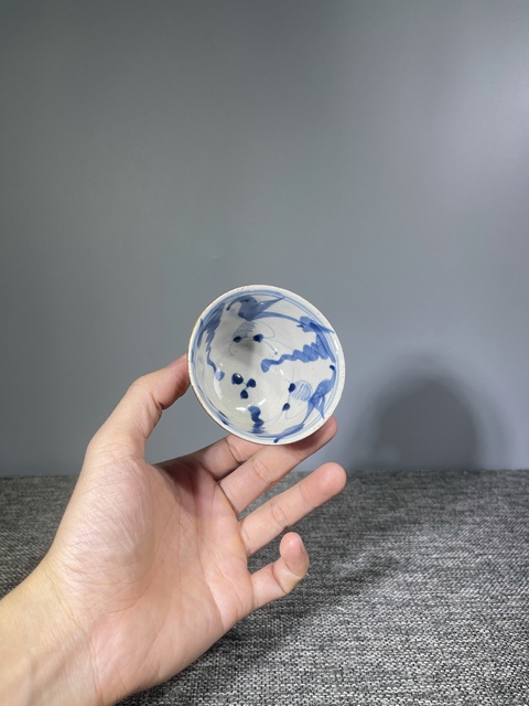 古玩陶瓷清晚期.外紫金釉內青花金玉滿堂杯拍賣，當前價格0元