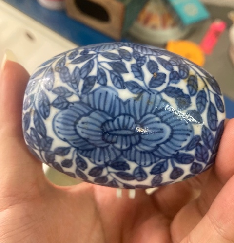古玩陶瓷花卉紋青花鳥食罐真品鑒賞圖