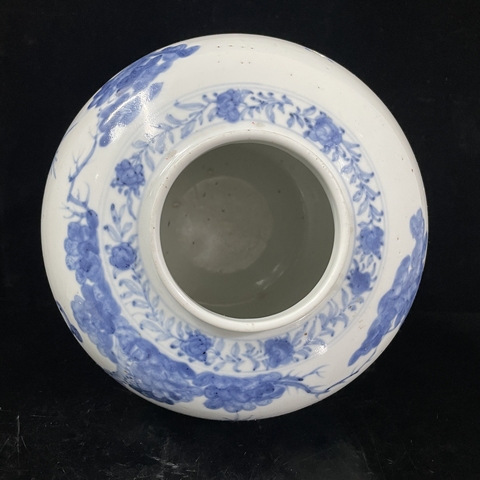 古玩陶瓷三娘教子圖青花罐真品鑒賞圖