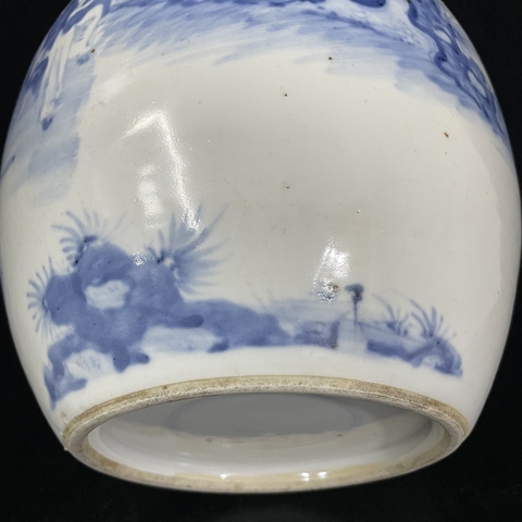 古玩陶瓷三娘教子圖青花罐真品鑒賞圖