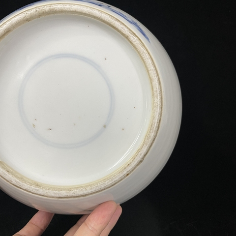 古玩陶瓷三娘教子圖青花罐真品鑒賞圖