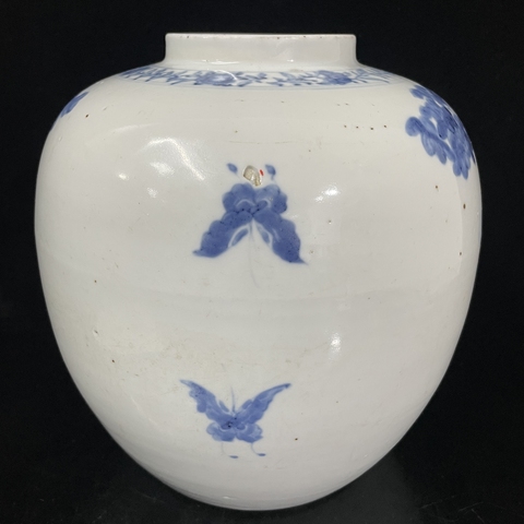 古玩陶瓷三娘教子圖青花罐真品鑒賞圖