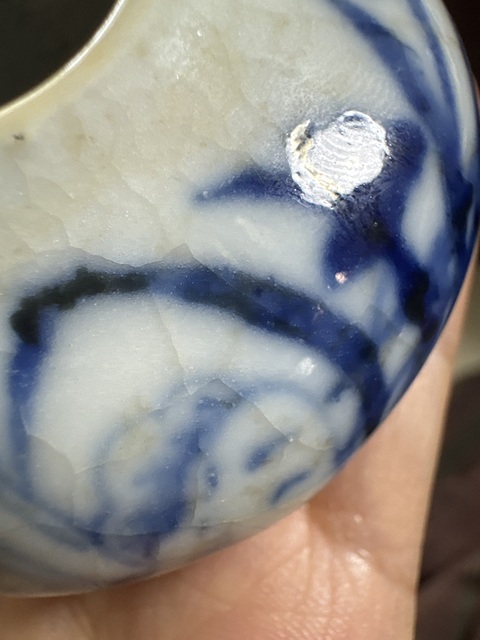 古玩陶瓷哥釉青花蘭草紋水盂拍賣,當前價格480元