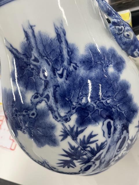 古玩陶瓷民國 青花花卉紋鹿頭尊（玉綾窯）真品鑒賞圖
