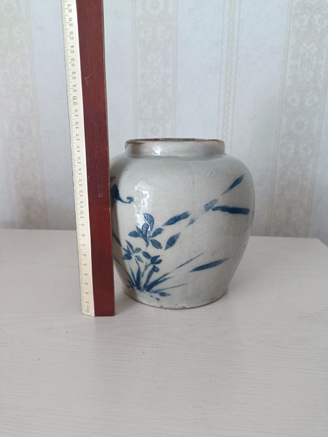 古玩陶瓷清末民初花蝶紋罐拍賣,當前價格58元