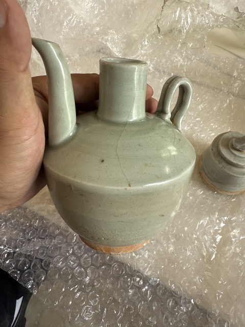 古玩陶瓷將樂(lè)窯青釉執(zhí)壺真品鑒賞圖