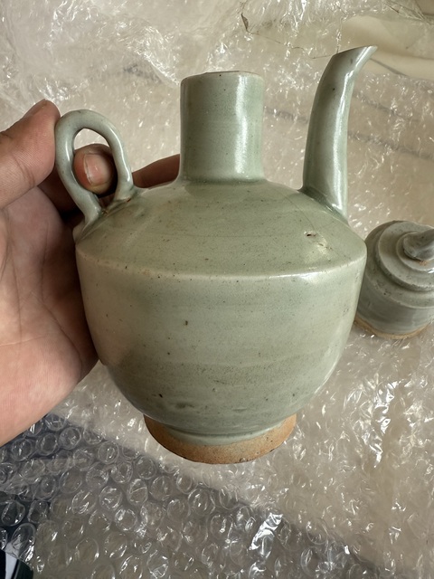 古玩陶瓷將樂(lè)窯青釉執(zhí)壺真品鑒賞圖